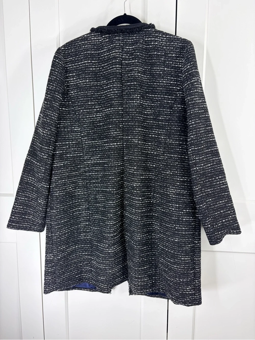 J. Crew Black & White Tweed Long Jacket | 16 - Picture 4 of 7